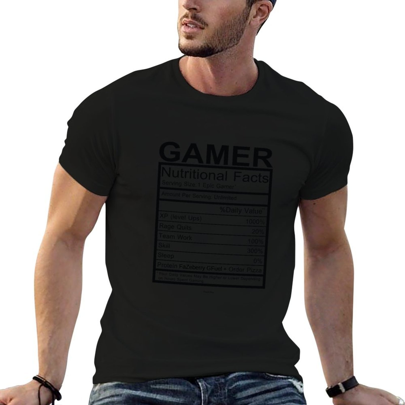 T Nutrition Fitness - Gamer Nutritional Facts Chart T-Shirt Fitness